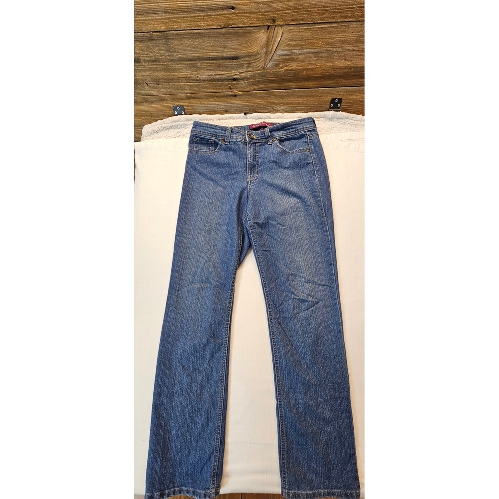 Gloria Vanderbilt Amanda Straight Leg Jeans Blue Embroidered Flap Pocket Size 10